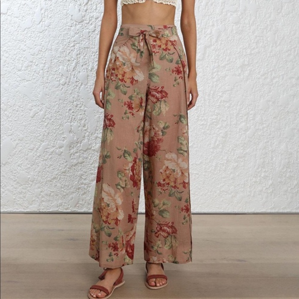 NWT Zimmermann Corsair Floral Tie Pants 1